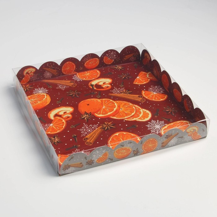 Коробка для кондитерских изделий с PVC крышкой «Аромат уюта», 21 х 21 х 3 см