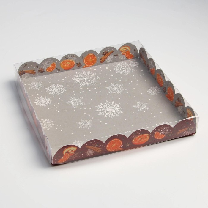 Коробка для кондитерских изделий с PVC крышкой «Аромат уюта», 21 х 21 х 3 см