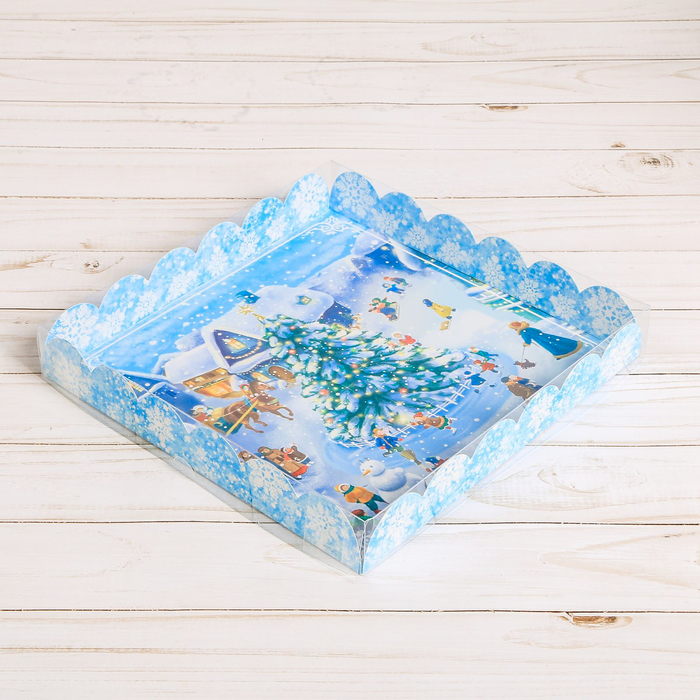 Коробка для кондитерских изделий с PVC крышкой «Волшебного настроения», 21 х 21 х 3 см