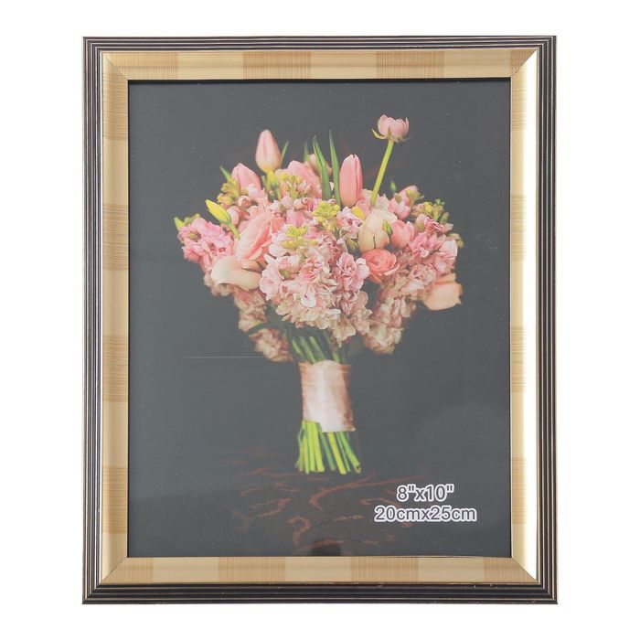 Фоторамка пластик 20х25 см "Лестница" золотая с чёрным