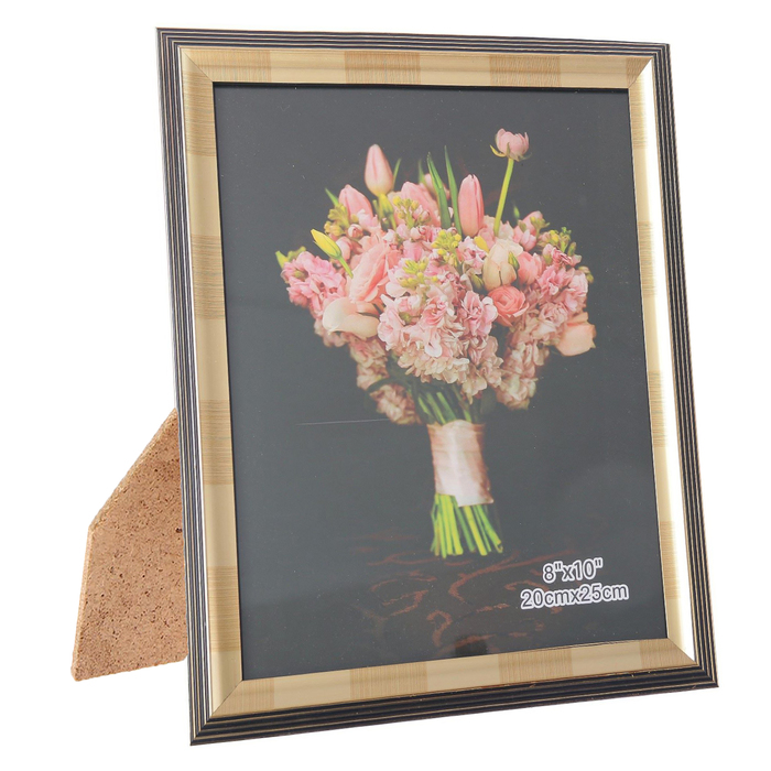 Фоторамка пластик 20х25 см "Лестница" золотая с чёрным