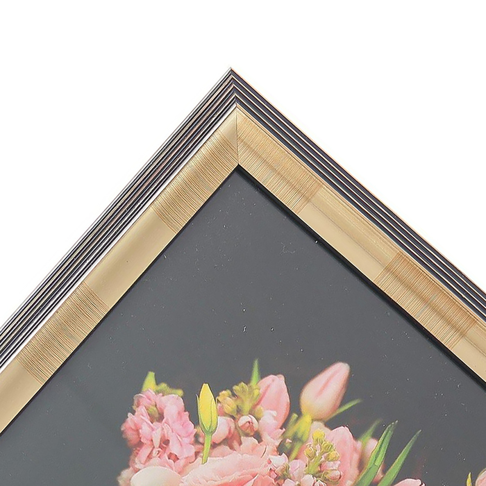 Фоторамка пластик 20х25 см "Лестница" золотая с чёрным