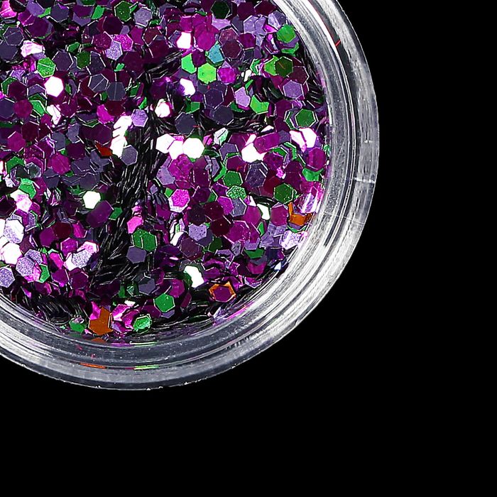 Блёстки "Шестигранники" для декора ногтей, крупные, 1гр, цвет фиолетовый/голубой