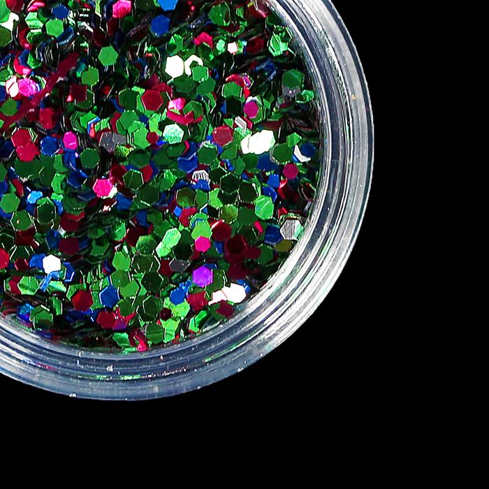 Блёстки "Шестигранники" для декора ногтей, крупные, 1гр, цвет розовый/зелёный
