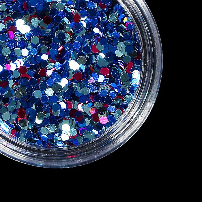 Блёстки "Шестигранники" для декора ногтей, крупные, 1гр, цвет красный/синий