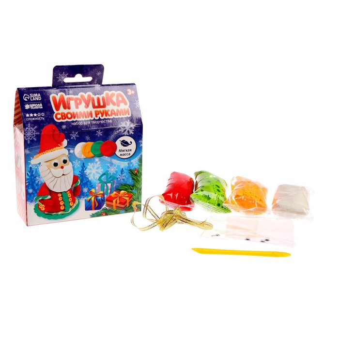 Набор для создания игрушки из массы для лепки "Дед Мороз" + глазки, стека