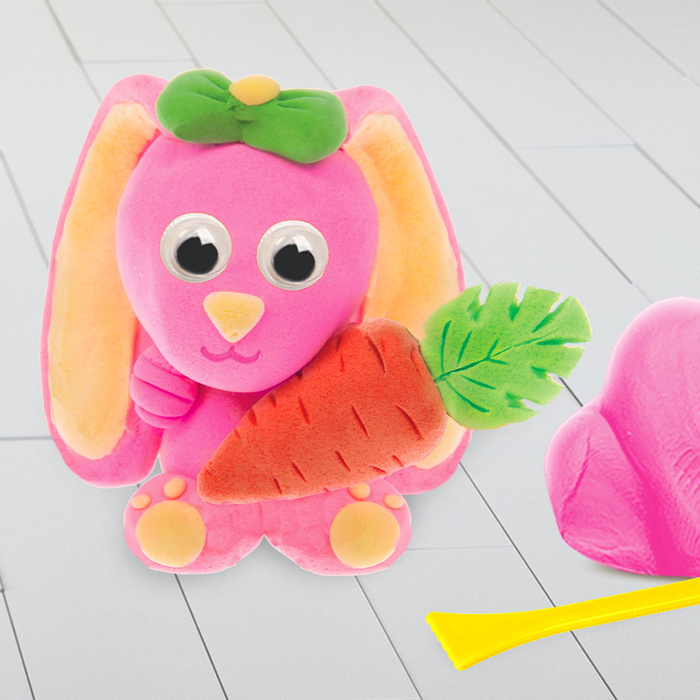 Набор для создания игрушки из массы для лепки "Зайчик" + глазки, стека