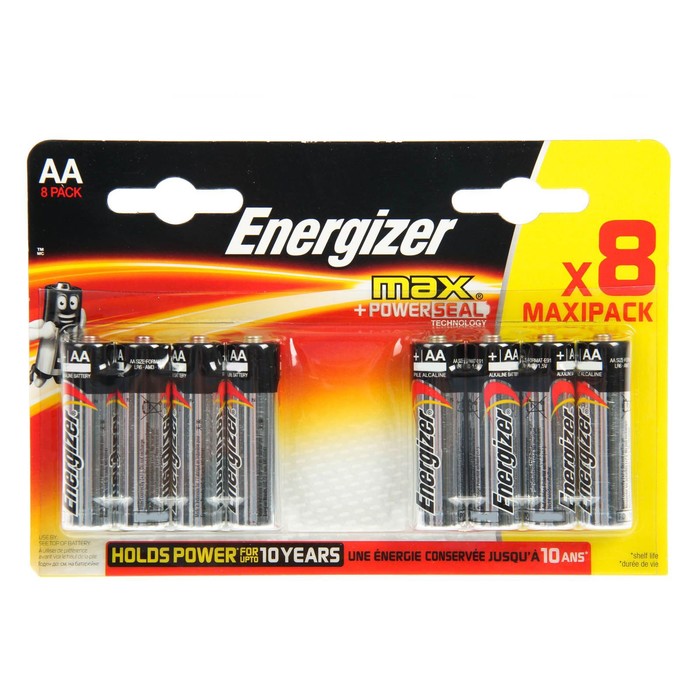 Батарейка алкалиновая Energizer Max, AA, LR6-8BL, блистер, 8 шт.