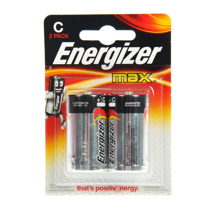 Батарейка алкалиновая Energizer Max, С, LR14-2BL, блистер, 2 шт.