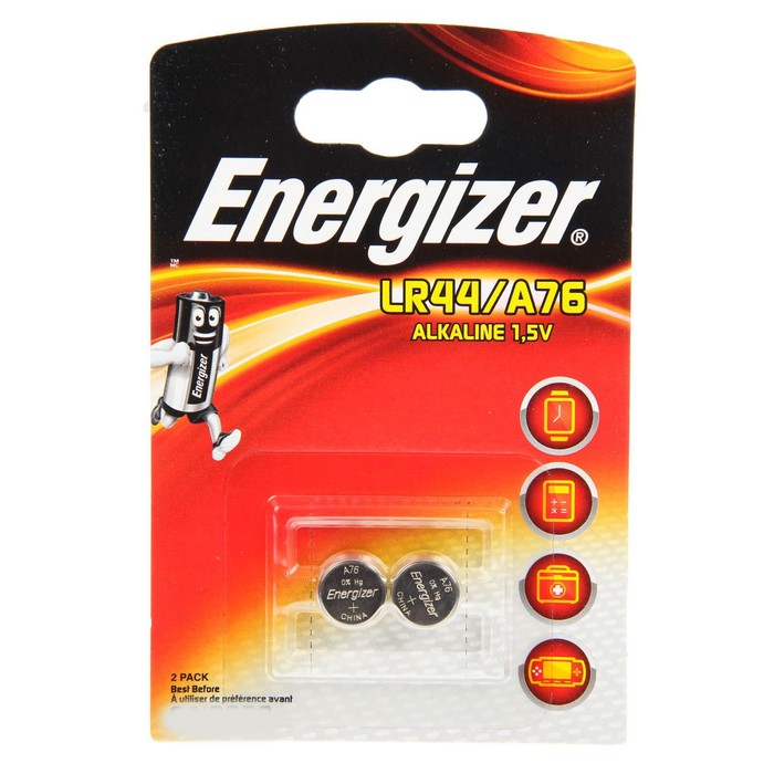 Батарейка алкалиновая Energizer, LR44/A76-2BL, блистер, 2 шт.