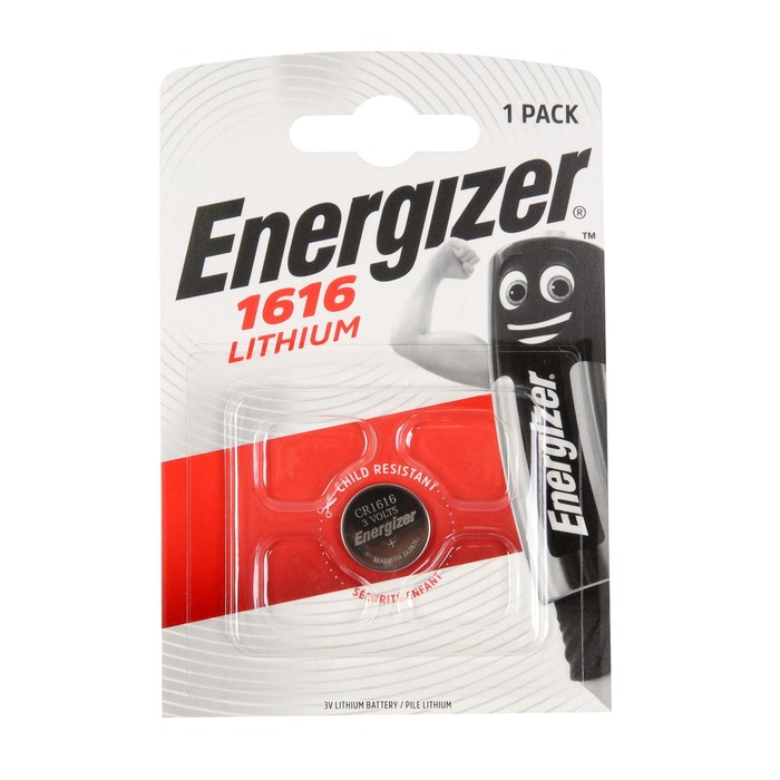 Батарейка литиевая Energizer, CR1616-1BL, блистер, 1 шт.