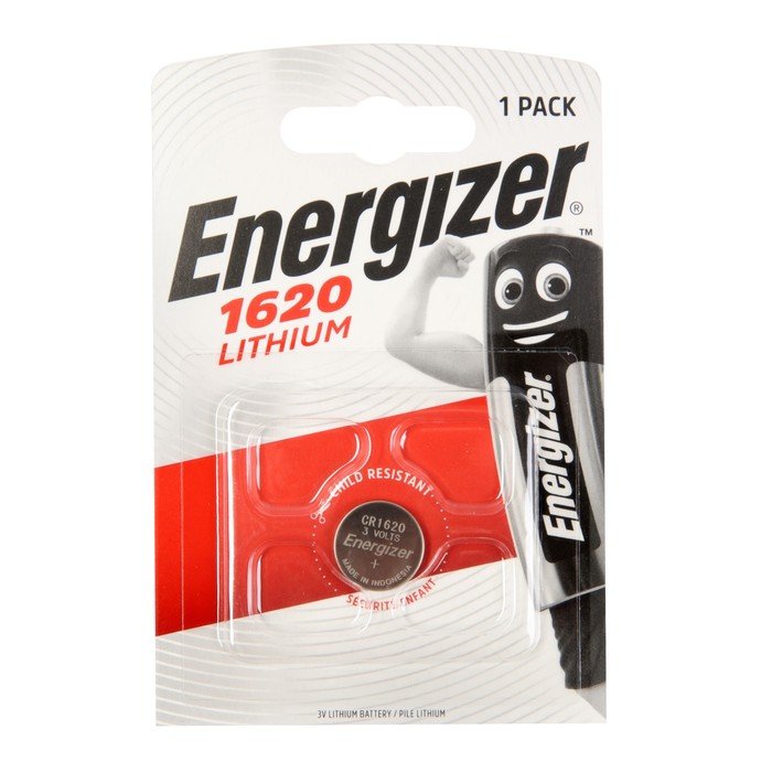 Батарейка литиевая Energizer, CR1620-1BL, блистер, 1 шт.