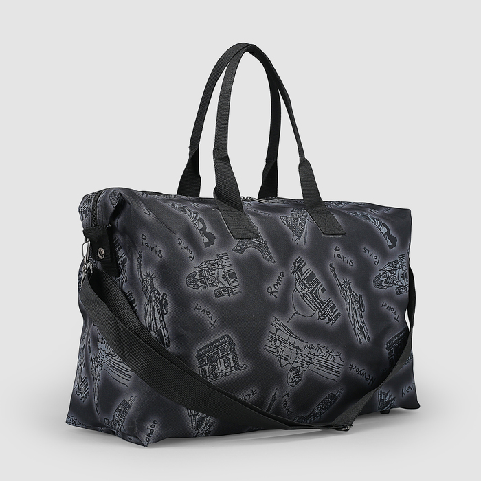 Сумка дорожная «Города», 1 отдел на молнии, наружный карман, цвет чёрный