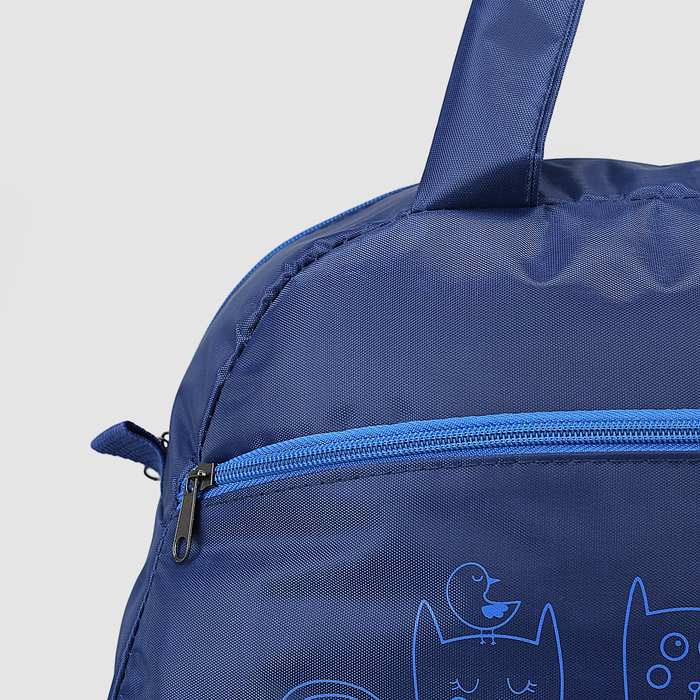 Сумка спортивная 46*20*26, 1 отд на молнии, кошки синий/голубой