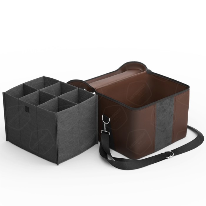 Автомобильная сумка, экокожа, алькантара, тёмно-серая, шоколад
