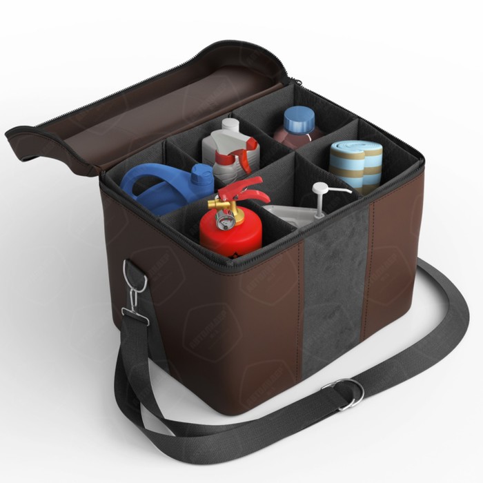 Автомобильная сумка, экокожа, алькантара, тёмно-серая, шоколад