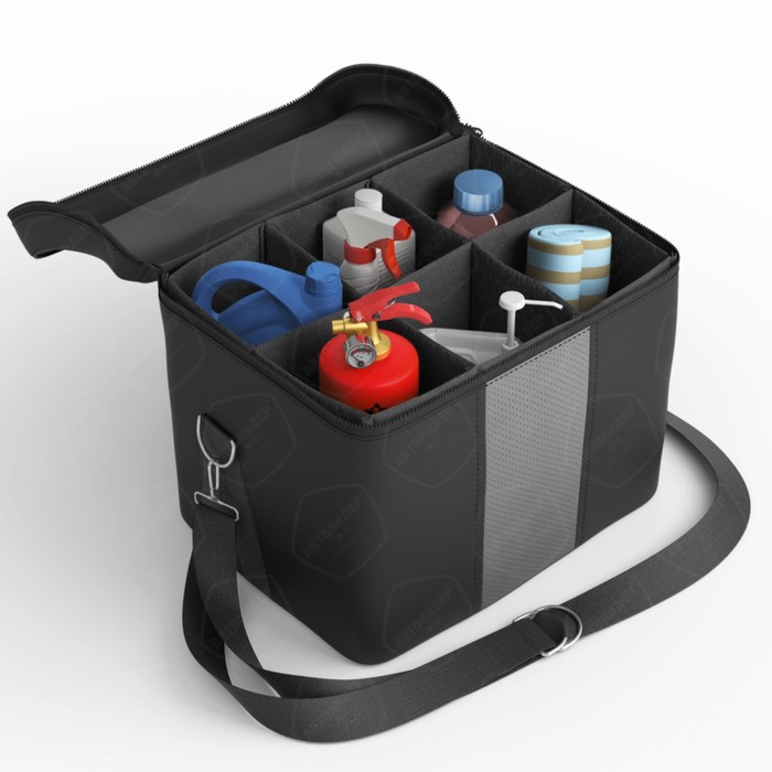 Автомобильная сумка, экокожа, чёрная, тёмно-серая