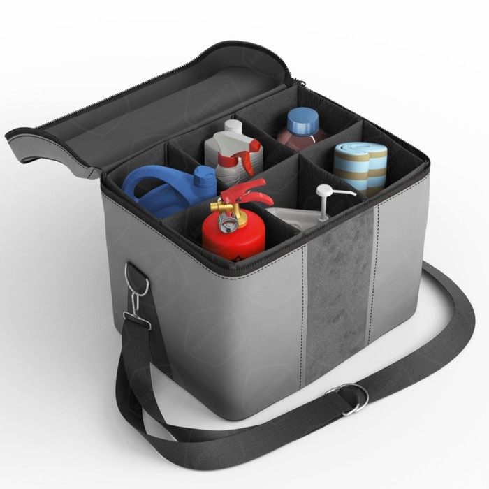 Автомобильная сумка, экокожа, алькантара, светло-серая