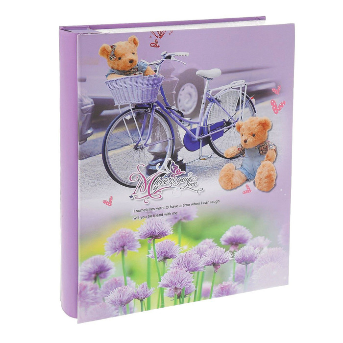 Фотоальбом на 200 фото 10х15 см "Мишка и велосипед" в коробке МИКС 25,5х20,5х5 см