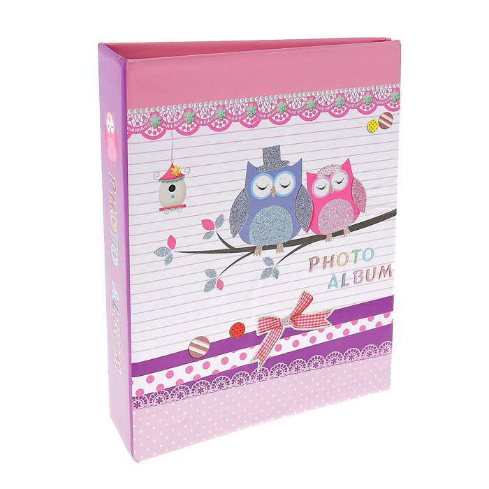 Фотоальбом на 80 фото 10х15 см "Совушки с блёстками" МИКС 23х17,5х5 см