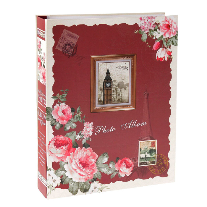 Фотоальбом на 200 фото 13х18 см "Башни. Цветы" в коробке МИКС 29,5х23х5,5 см