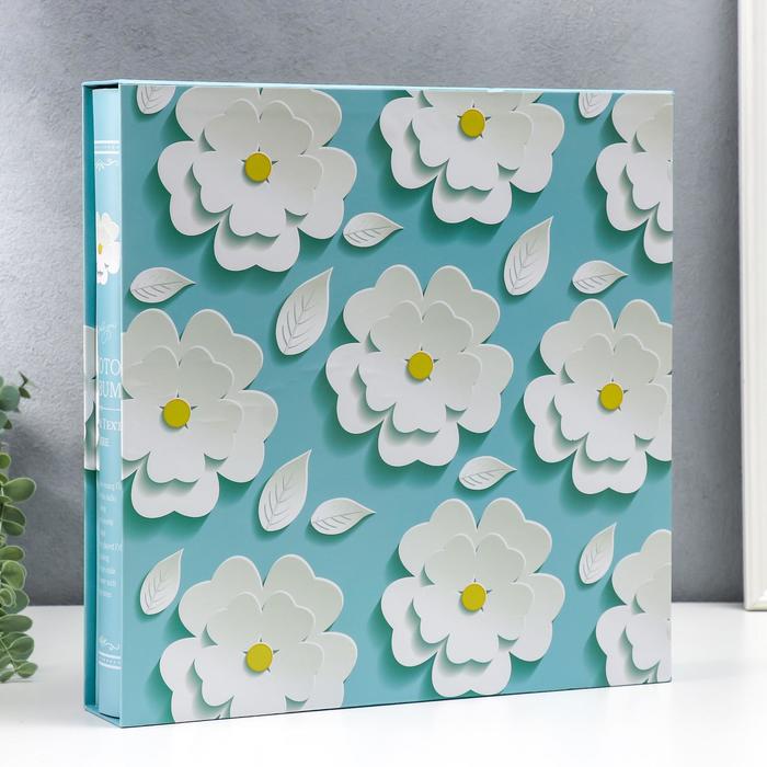 Фотоальбом 898 фото (9х13, 10х15, 13х18, 15х20, 20х25) "Белые цветы" в коробке 34х34х6 см