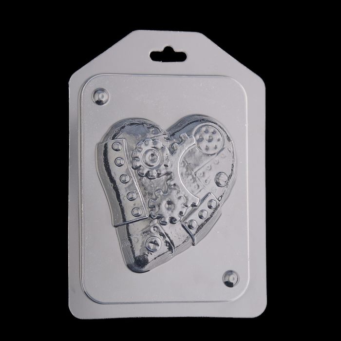 Пластиковая форма для мыла "Сердце стимпанк" 9х7 см