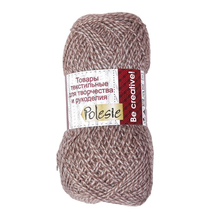 Пряжа "Зимняя" 50% шерсть, 50% ПАН 345м/100гр (Св.дюн+св.дюн+кофе)