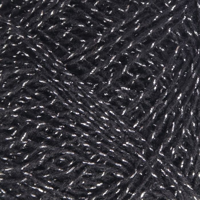 Пряжа "Венеция" 92% ПАН, 8% люрекс  580м/100гр (Черный+черненое серебро)