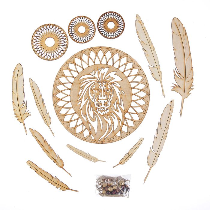 Набор для творчества "Ловец снов-Лев" из фанеры, 25х70см