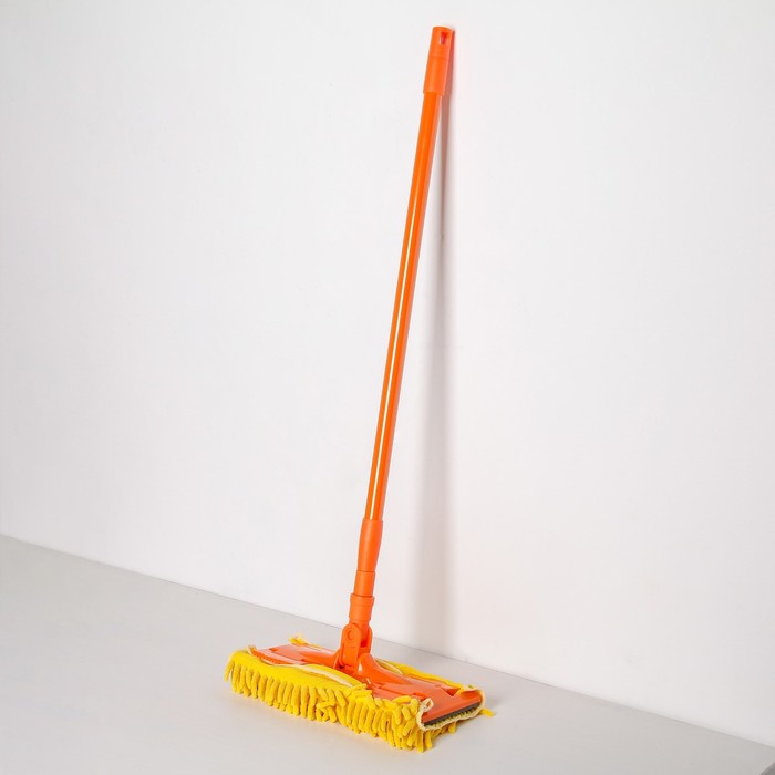 Швабра плоская, телескопическая ручка 80-128 см, насадка из микрофибры