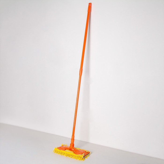 Швабра плоская, телескопическая ручка 80-128 см, насадка из микрофибры