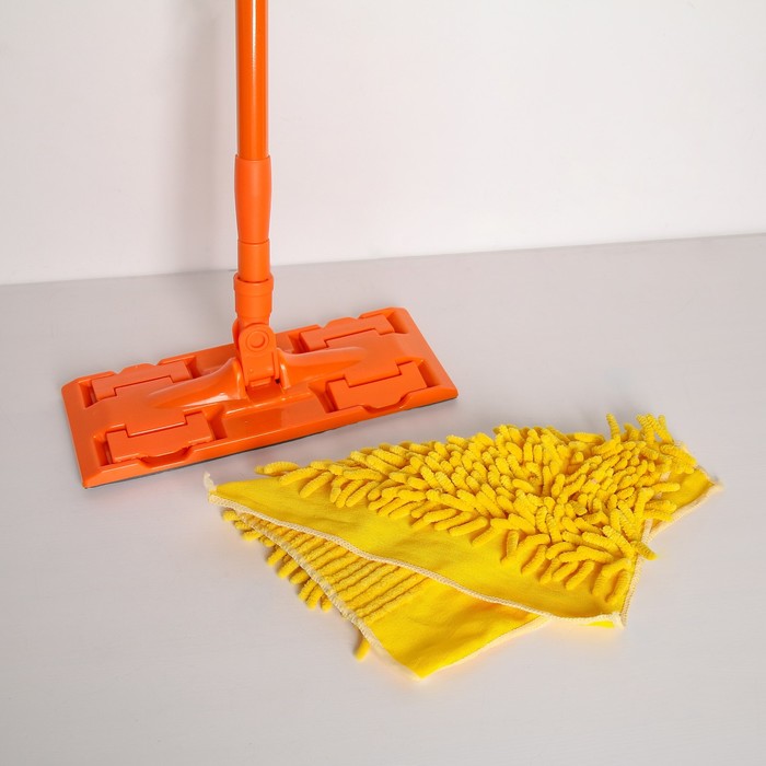 Швабра плоская, телескопическая ручка 80-128 см, насадка из микрофибры