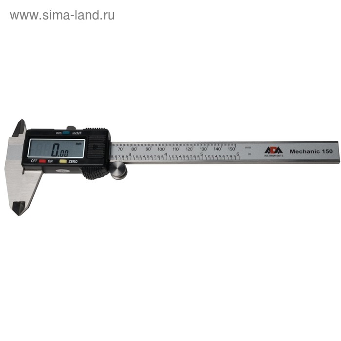 Штангенциркуль цифровой ADA Mechanic 150 А00379, 0-150 мм, разрешение 0.01 мм штангенциркуль зубр шцц i 150 0 01