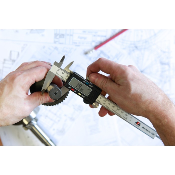 Штангенциркуль цифровой ADA Mechanic 150 А00379, 0-150 мм, разрешение 0.01 мм