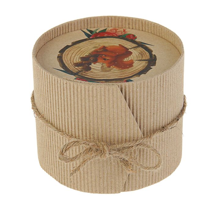 Коробка круглая из рифленного картона, "Белочка", 9.5 х 8 см
