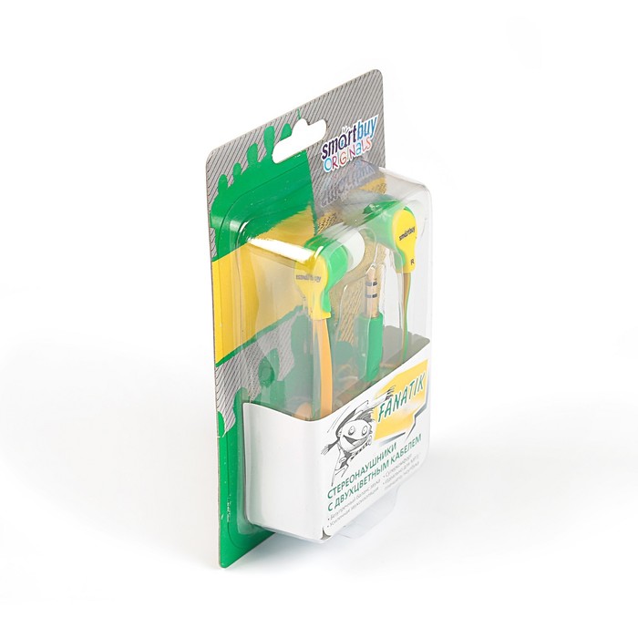 Наушники SmartBuy FANATIK, вакуумные, двухцветный провод: жёлтый/зелёный