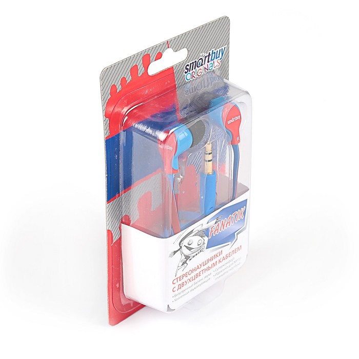 Наушники SmartBuy FANATIK, вакуумные, двухцветный провод: красный/синий