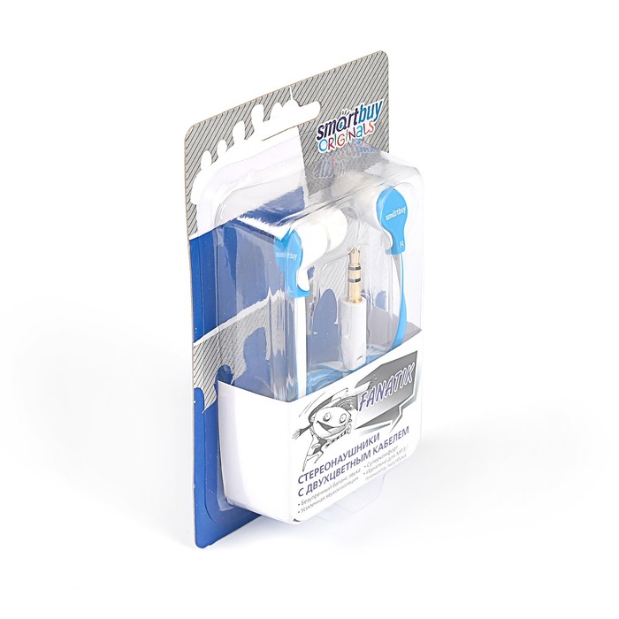 Наушники SmartBuy FANATIK, вакуумные, двухцветный провод:белый/синий