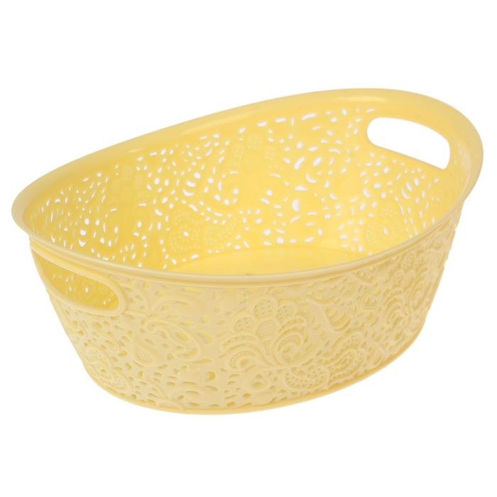 Корзинка кружевная, овальная 29х21х10,5 см, цвет желтый