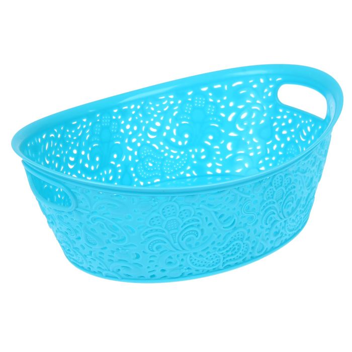 Корзинка кружевная, овальная 29х21х10,5 см, цвет лазурный