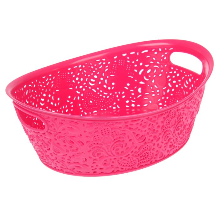 Корзинка кружевная, овальная 29х21х10,5 см, цвет сиреневый