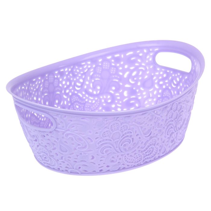 Корзинка кружевная, овальная 29х21х10,5 см, цвет фиолетовый
