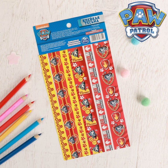 Щенячий патруль. Наклейки - клейкая тесьма "Маршал", 10,5 x21 см