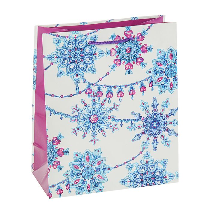 Пакет подарочный "Снежинки", 24 х 20 х 10,2 см