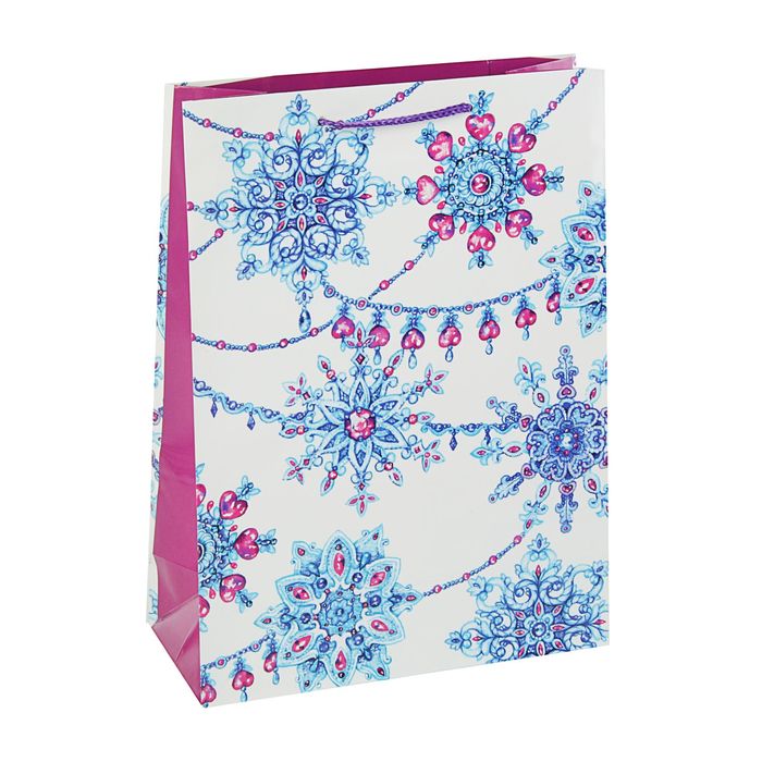 Пакет подарочный "Снежинки", 36 х 26 х 12 см