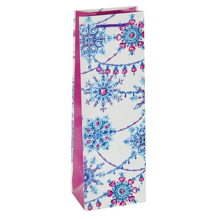 Пакет подарочный "Снежинки", 36 х 12 х 8,5 см