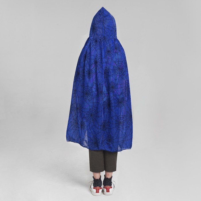 Карнавальный плащ "Паутинка", цвет синий