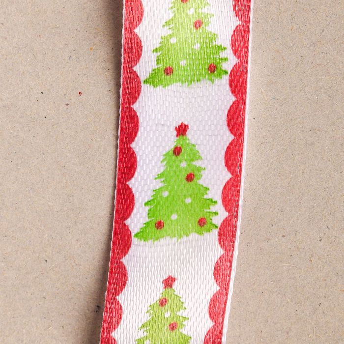 Лента атласная декоративная «Нарядные Ёлочки», 1,5 см × 2 м