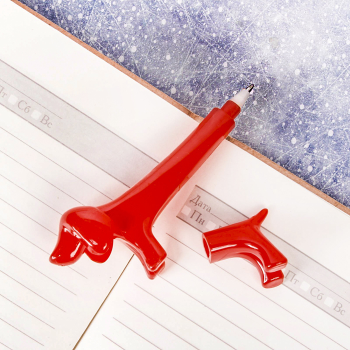 Подарочный набор: детский галстук и ручка-собака "Новых побед в новом году"